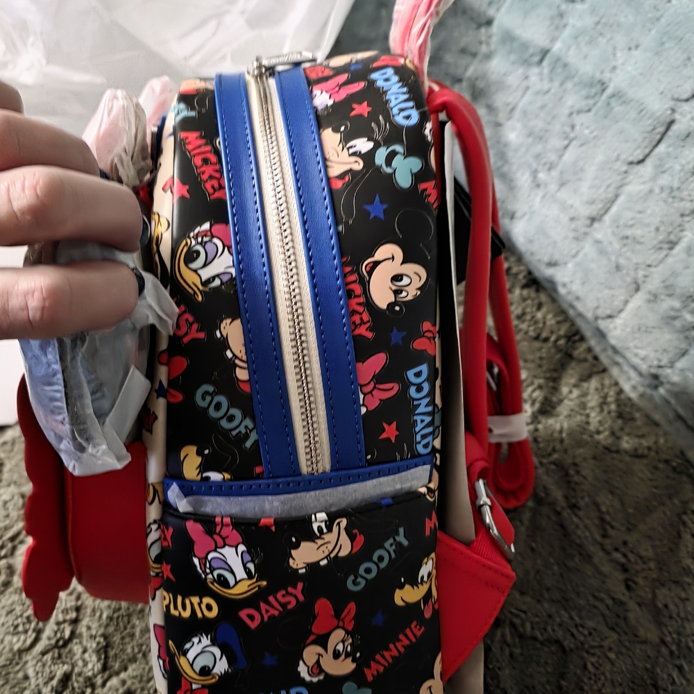 Loungefly Mickey and Friends Kids Backpack - Red, Black, and Pink - Picture 4 of 4